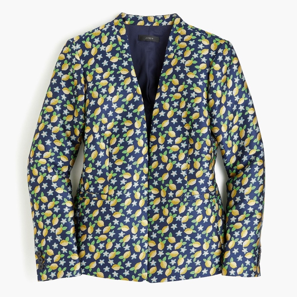 J.crew size 12 lemon print going out blazer. Fall collection 2018 EUC